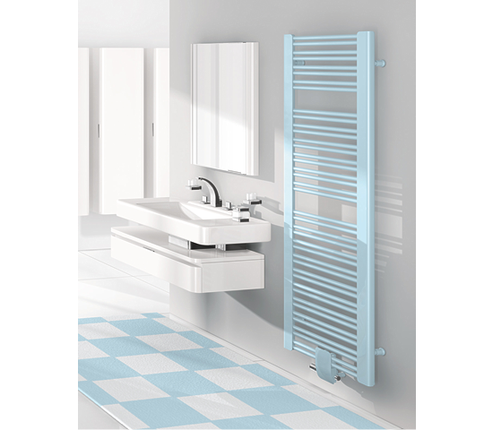 Bawa spa design radiator mounted on bathroom wall