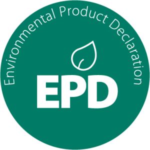 EPD, environmental product declaration badge.