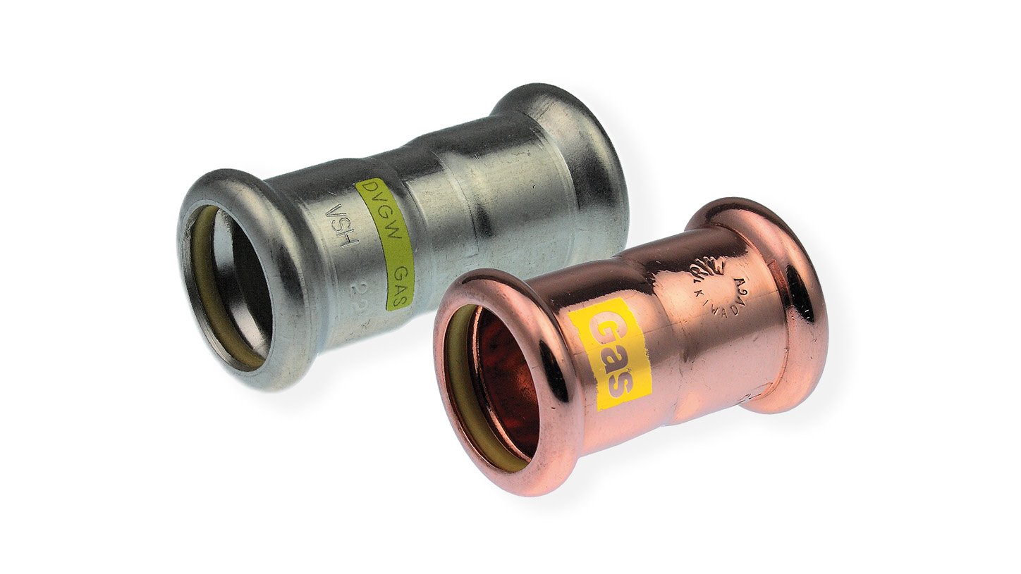 VSH XPress gas piping couplings/joiners in copper and stainless steel.